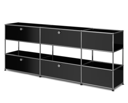 USM Haller Kinder Sideboard L mit Aufbewahrungsboxen, Einfarbig, Graphitschwarz RAL 9011, Mit Klappe