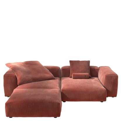 Vetsak Sofa Set 3, Cord velours - Brick, Mit Kissen
