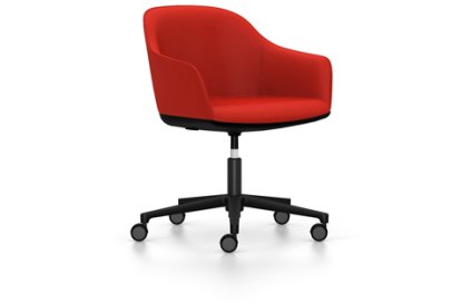 Softshell Chair auf Fünfsternfuß, Aluminium pulverbeschichtet basic dark, Plano, Poppy red, Weich für harte Böden