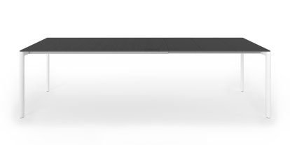 Maki Esstisch, L 166-278 x B 90 cm, Laminat schwarz, Aluminium weiß lackiert