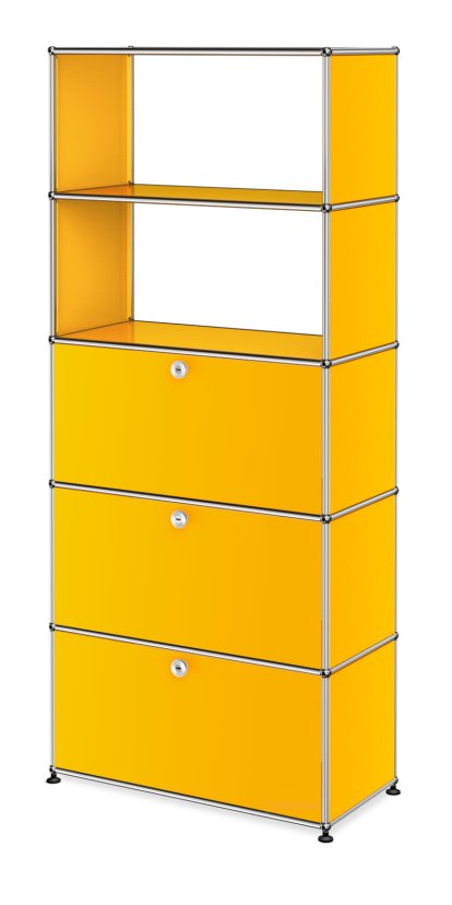 USM Haller Aktenregal mit Klappen und Schublade, Goldgelb RAL 1004
