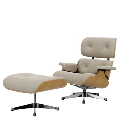 Lounge Chair & Ottoman Nubia, Crème Perle / Kastanie, natur