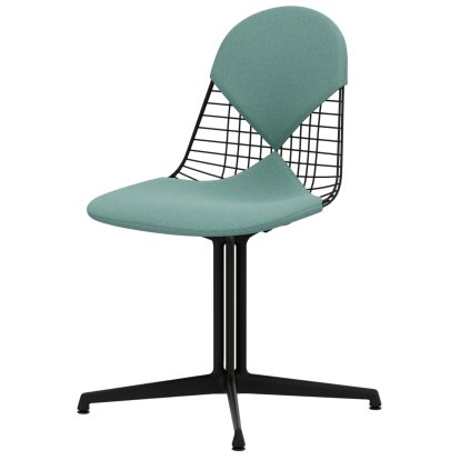 Wire Chair DKL, Beschichtet basic dark, Sitz- und Rückenkissen (Bikini), Mint / elfenbein
