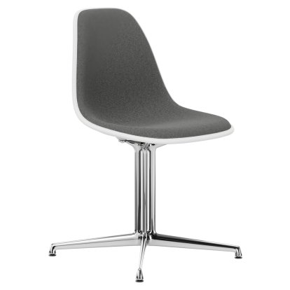 Eames Plastic Side Chair DSL, Cotton white, Mit Vollpolsterung, Nero / elfenbein, Aluminium poliert