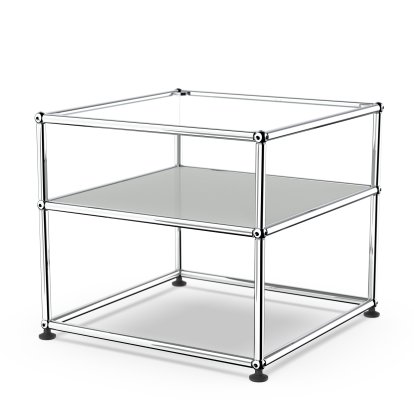 USM Haller Beistelltisch Typ II, Glas, Lichtgrau RAL 7035