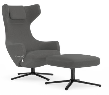 Grand Repos, Sessel Grand Repos & Ottoman, Stoff Cosy 2 Classic Grey, 46 cm, Basic dark