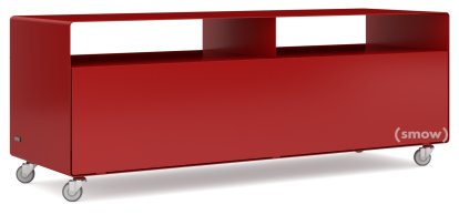 TV Lowboard R 109, Einfarbig, Rubinrot (RAL 3003), Industrierollen