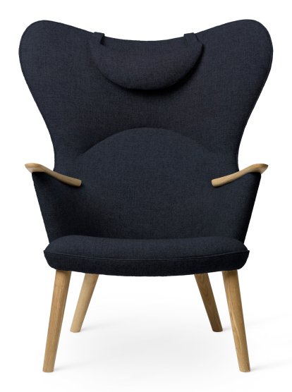 CH78 Mama Bear Chair, Fiord - blau, Eiche geseift, Mit Nackenkissen