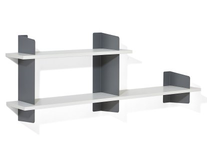 Wandregal Atelier, MDF Melamin weiß beschichtet, basaltgrau, Variante 3, 1x 100 + 1x 160 cm
