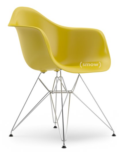 Eames Plastic Armchair RE DAR, Senf, Ohne Polsterung, Ohne Polsterung, Standardhöhe - 43 cm, Verchromt