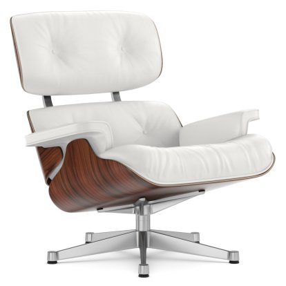 Lounge Chair, Santos Palisander, Leder Premium F snow, 89 cm, Aluminium poliert