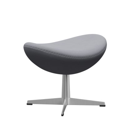 Egg Footstool, Christianshavn, Christianshavn 1170 - Light Grey Uni, Satingebürstetes Aluminium
