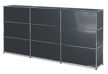 USM Haller Theke Typ 1, Anthrazitgrau RAL 7016, 225 cm (3 Elemente), 35 cm