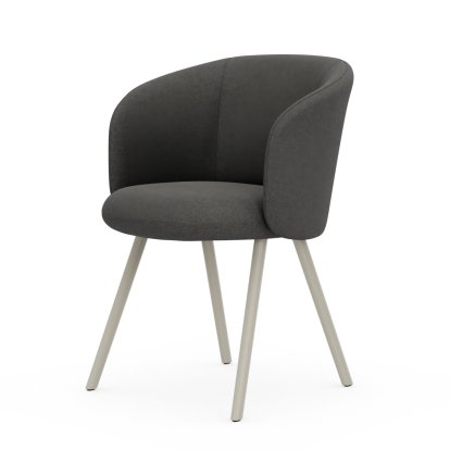 Mikado Armchair, Aluminium pulverbeschichtet kreidefarben, Dumet, Stoff Dumet sierragrau melange, Filzgleiter für harte Böden