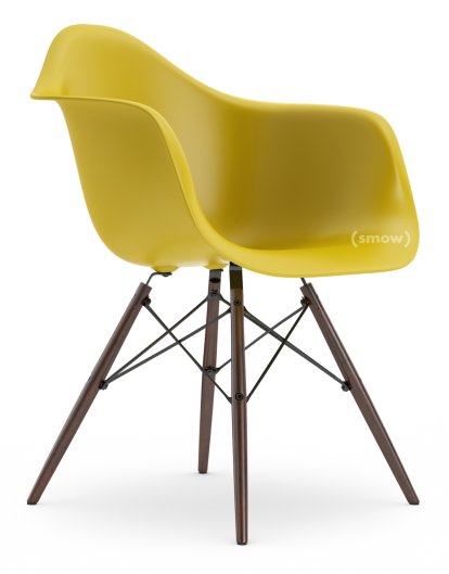 Eames Plastic Armchair RE DAW, Senf, Ohne Polsterung, Ohne Polsterung, Standardhöhe - 43 cm, Ahorn dunkel