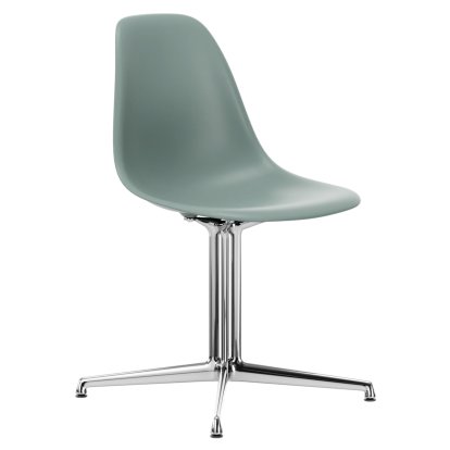 Eames Plastic Side Chair DSL, Hellgrau, Ohne Polsterung, Ohne Polsterung, Aluminium poliert