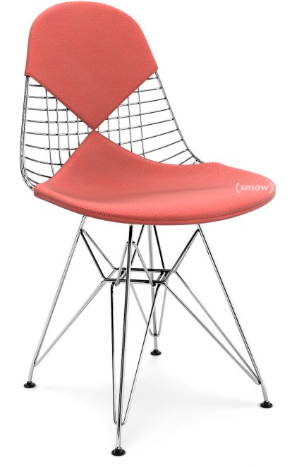 Kissen für Wire Chair (DKR/DKW/DKX/LKR), Sitz- und Rückenkissen (Bikini), Hopsak, Poppy red / elfenbein