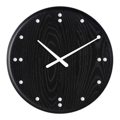 FJ Wanduhr, Ø 35 cm, Esche schwarz gebeizt