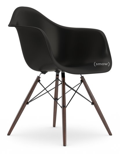 Eames Plastic Armchair RE DAW, Tiefschwarz, Ohne Polsterung, Ohne Polsterung, Standardhöhe - 43 cm, Ahorn dunkel
