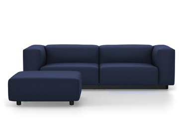 Soft Modular Sofa, Laser dunkelblau, Mit Ottoman