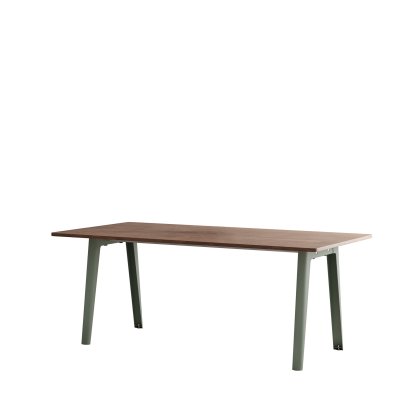 New Modern Esstisch rechteckig, Metall/Holz, 190 x 95 cm, Walnussfurnier, Eukalyptusgrau