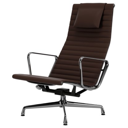 Aluminium Chair EA 124, Poliert, Leder (Standard), Kastanie