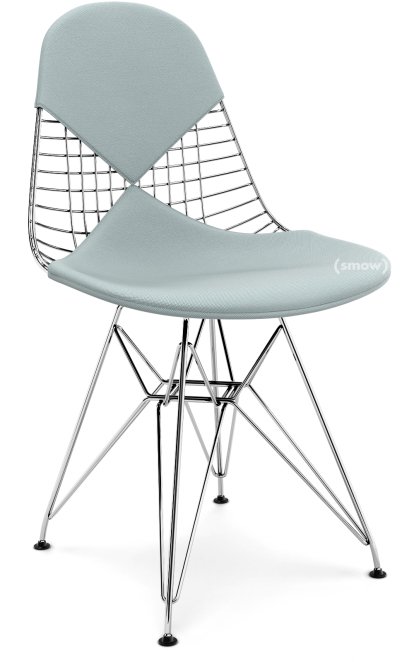 Kissen für Wire Chair (DKR/DKW/DKX/LKR), Sitz- und Rückenkissen (Bikini), Hopsak, Eisblau / elfenbein