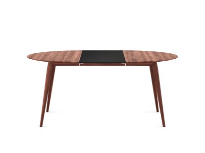 PLAYdinner Round, Walnuss geölt, Mit einer Einlegeplatte (L 120-170 cm), MDF schwarz