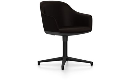 Softshell Chair auf Viersternfuß, Aluminium pulverbeschichtet basic dark, Plano, Braun, Filzgleiter für harte Böden