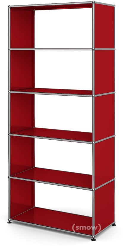 USM Haller Wohnzimmer Regal M, ohne Rückwand, USM rubinrot