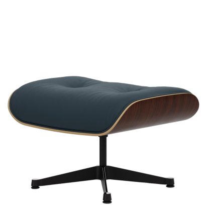 Lounge Chair Ottoman, Nussbaum dunkel, Leder Premium F rauchblau, Aluminium poliert, Seiten schwarz