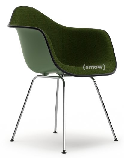 Eames Plastic Armchair DAX, Forest, Mit Vollpolsterung, Nero / forest, Standardhöhe - 43 cm, Verchromt