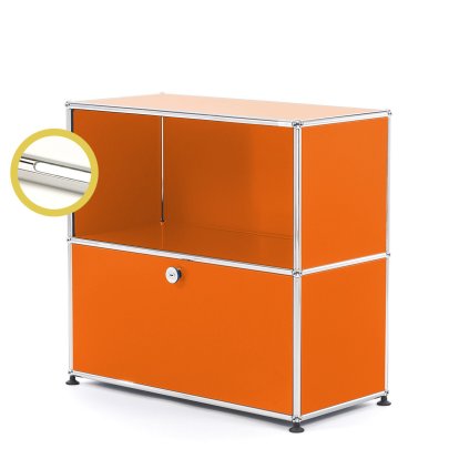 USM Haller E Sideboard M mit Fachbeleuchtung, Reinorange RAL 2004, Kaltweiß