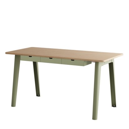 New Modern Schreibtisch, Metall/Holz, 150 x 70 cm, Mit Aufbewahrungsmodul, Khakigrün