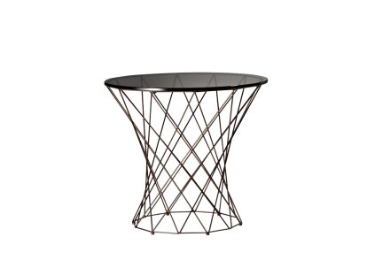 Oota, H 47 x ø 52 cm, Glas schwarz getönt, Matt-pulverbeschichtet bronzefarben