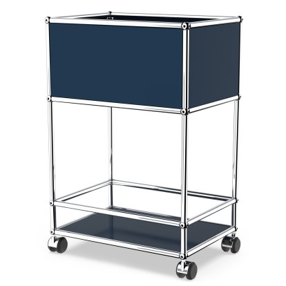 USM Haller Bar Sideboard Typ II, Stahlblau RAL 5011, Weiche Rollen für harte Böden