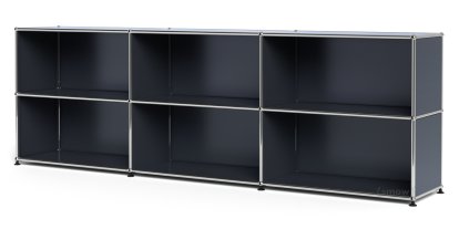 USM Haller Sideboard XL, individualisierbar, Anthrazitgrau RAL 7016, Offen, Offen