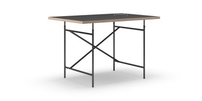 Eiermann Tisch, Linoleum schwarz (Forbo 4023) mit Eichekante, 120 x 80 cm, Schwarz, senkrecht, versetzt (Eiermann 2), 80 x 66 cm