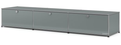 USM Haller Lowboard XL, individualisierbar, Mittelgrau RAL 7005, Mit 3 Klappen, 50 cm