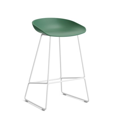 About A Stool AAS 38, Küchenvariante: Sitzhöhe 64 cm, Stahl pulverbeschichtet weiß, Teal green 2.0