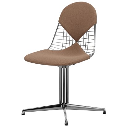 Wire Chair DKL, Aluminium poliert, Sitz- und Rückenkissen (Bikini), Cognac / elfenbein