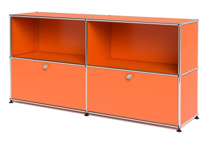 USM Haller Sideboard L, individualisierbar, Reinorange RAL 2004, Offen, Mit 2 Klappen