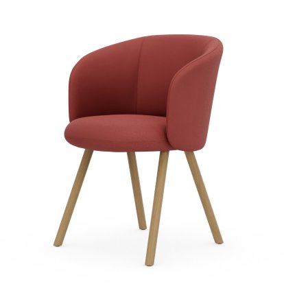 Mikado Armchair, Eiche natur, Plano, Poppy red / champagner, Gleiter für Teppichboden
