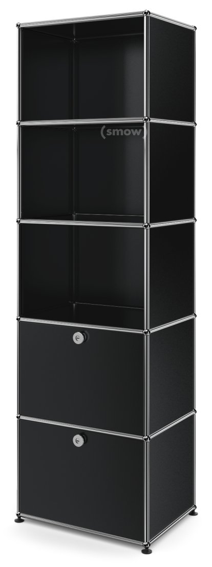 USM Haller Bücherregal 50, Mit 2 Klapptüren, Graphitschwarz RAL 9011