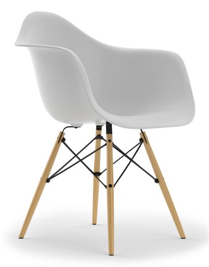 Eames Plastic Armchair RE DAW, Cotton white, Ohne Polsterung, Ohne Polsterung, Standardhöhe - 43 cm, Ahorn gelblich