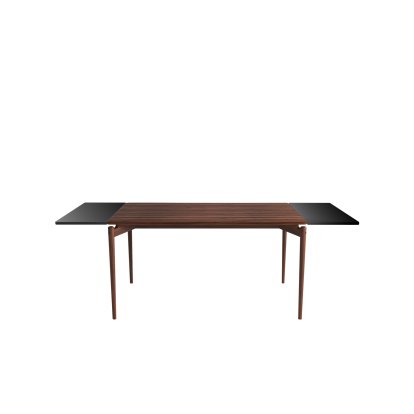 PUREdinner Table, 140 x 85 cm, Walnuss geölt, Mit 2 Erweiterungsplatten MDF schwarz (L 140-240 cm)