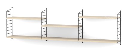 String System Wandregal L, 20 cm, Schwarz, Eschefurnier