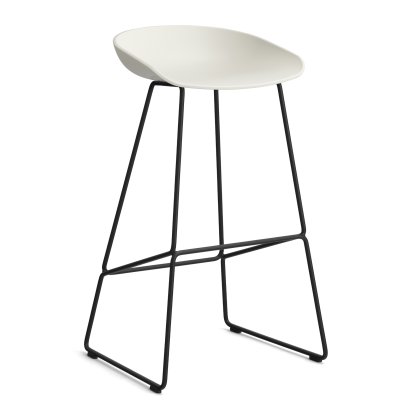 About A Stool AAS 38 Barhocker, Barvariante: Sitzhöhe 74 cm, Stahl pulverbeschichtet schwarz, Melange cream 2.0