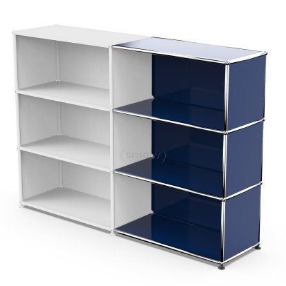 USM Haller Anbaupaket Horizontal 3, Stahlblau RAL 5011, 35 cm