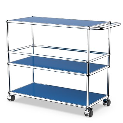 USM Haller Servierwagen Typ III, Enzianblau RAL 5010, Weich für harte Böden